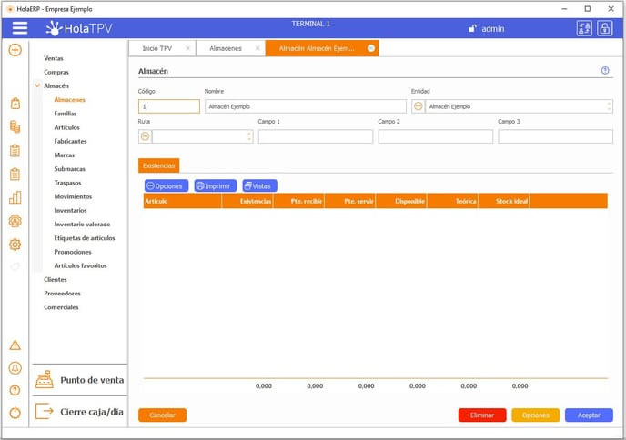 Almacen TPV - Existencias